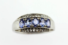 Elegant Tanzanite / White Topaz Silver Ring