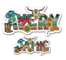 Custom Western Name Sticker Cowgirl Vinyl Gift Water Bottle Laptop Tumbler