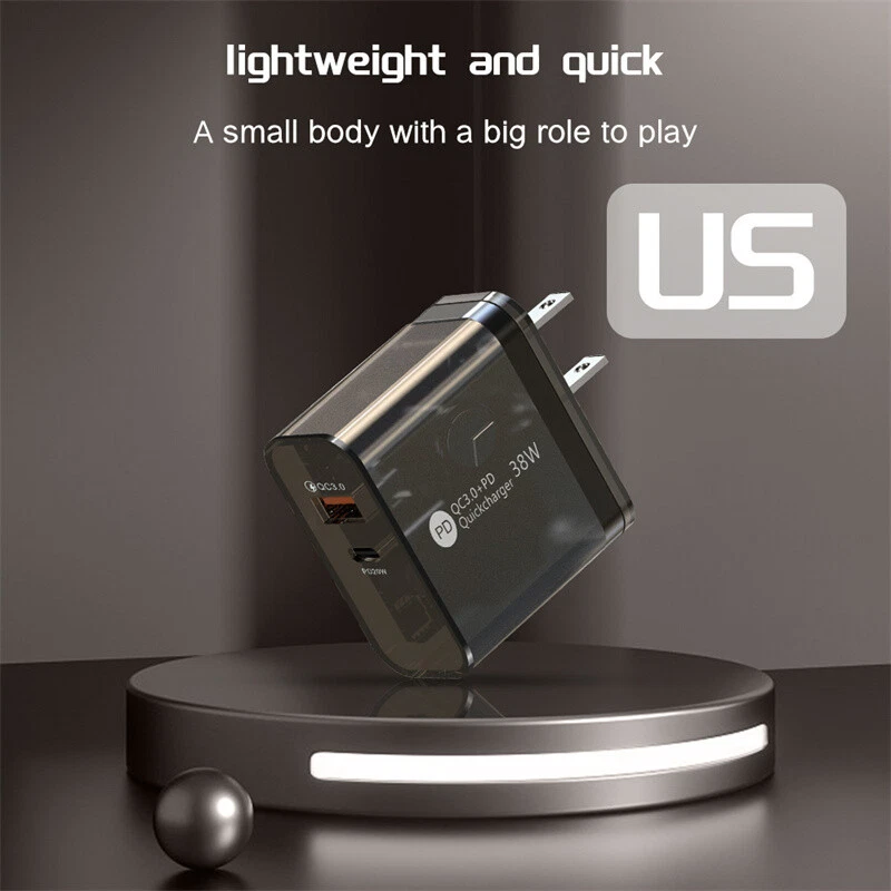 38W USB C Charger Block For Phone Laptops Tablets Clear Gray QC3.0 Fast Charger - Image 2 of 4