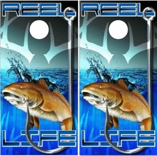 Red Fish Carbon Life Cornhole Wrap Bag Toss Skin Decal Sticker Wraps