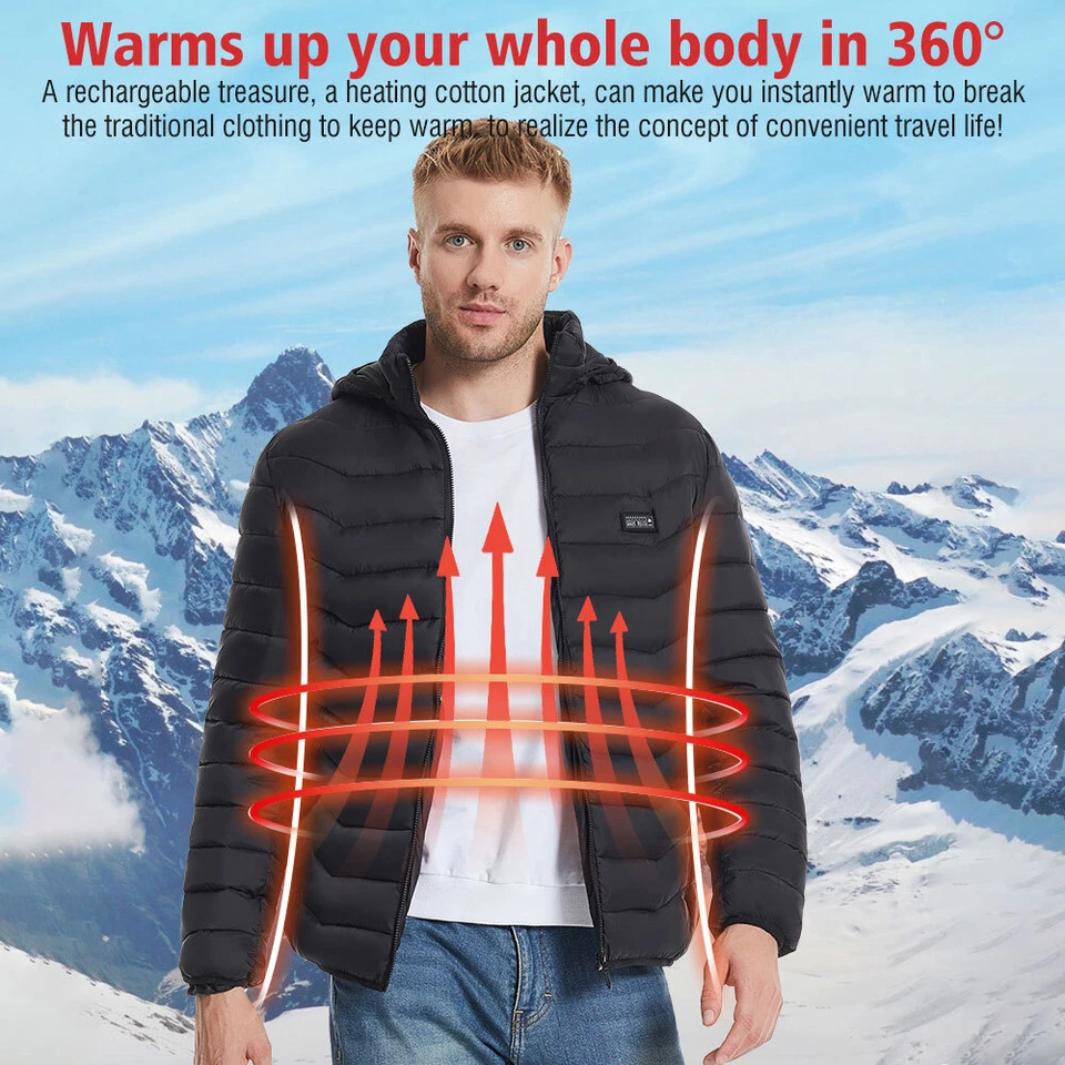 21 Areas Electric USB Heated Jacket With Battery Men Women Heating Thermal Coat - Image 4 of 4