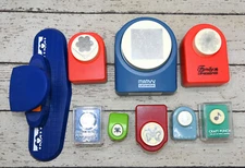 Lot of 9 Paper Punches Fiskars Craft Punch Marvy Uchida Edge Frog Flower Square
