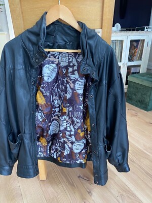 wright & ditson genuine leather black biker styljacket vintage men s size large 