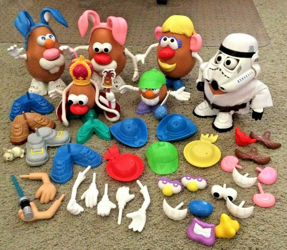 Vintage Mr Mrs Potato Head Large Piece Accessories, 93 Pieces
