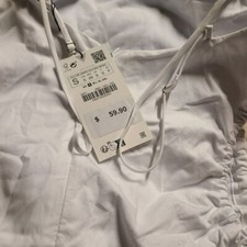 ZARA CUT OUT GABARDINE MIDI DRESS WHITE SIZE S 4661/343