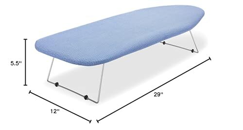Blue Tabletop Ironing Board Steel Mesh Top Foldable Scorch Resistant Cover