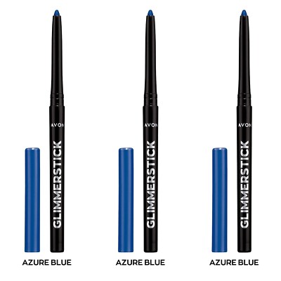 NEW Avon Glimmerstick Retractable Eyeliner - AZURE BLUE 0.28 g / SET OF 3