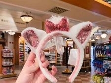 Disney authentic Marie cat sequined Minnie mouse ear Headband Disneyland