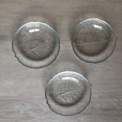 3 x Dessertschalen - 14,5 x 3,5 cm -Arcoroc Aspen Blattmotiv Glas