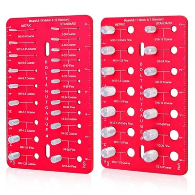 Nut & Bolt Thread Checker Gauge 19 SAE 16 Metric Size Finder with Ruler