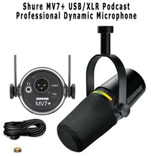 Shure MV7 Hybrid Output USB-C and XLR Podcast Microphone - Black