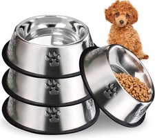 Stainless Steel Dog Cat Bowl 4 Pack Pet Feeder Water Bowls Stackable Non-Slip