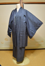 Men's Silk Kimono 136cm  Haori SET Japanese vintage Robe Jacket 1217