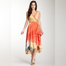 Anthropologie Eva Franco Cranes Maxi Wrap Dress Sz 2