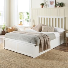 Aspire Beds White Painted Wood Ottoman Storage Bed Frame, UK King (150 x 200 cm)