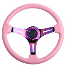 Classic Pink Racing Steering Wheel Neo Chrome Spoke 350mm 13.5 350mm Classic Pink Racing Steering Wheel Neo Chrome Spoke 350mm 13.5 350mm