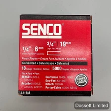 Senco L11BAB 18 Gauge 3/4 In Galvanized Finish Staples 1/4 Crown Partial 4840ct