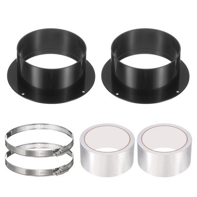 5'' Duct Connector Flange, 2 Pack Plastic Straight Pipe Flange with Clamp, Black