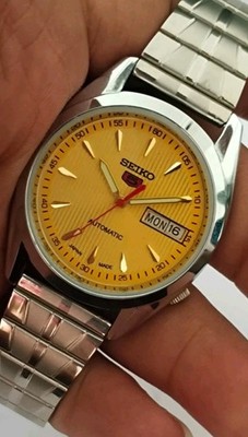 Seiko Automatic Day/Date Yellow Dial Vintage Refurbished Men's Watch 36mm