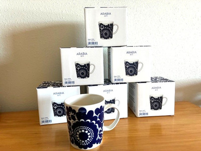 Esteri Mugs - Set of Six - Arabia Finland 1973 Design with Boxes - 100 Years