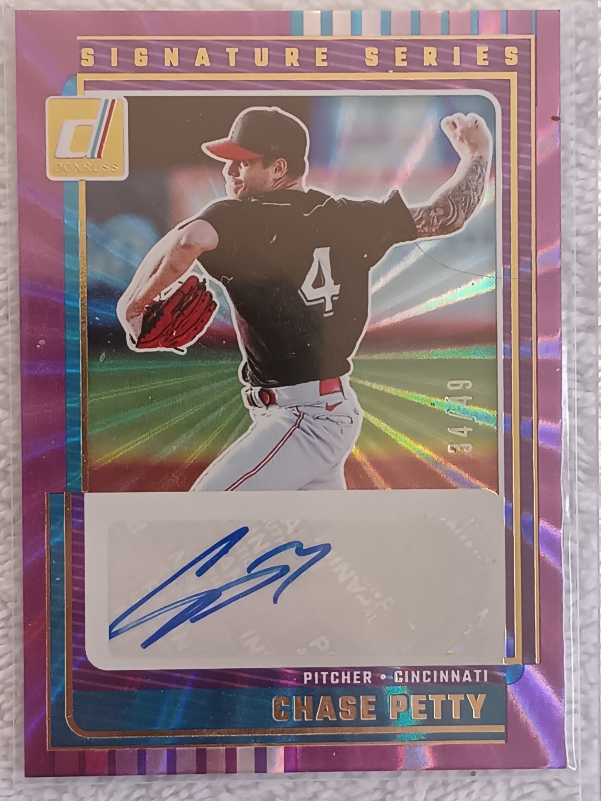 2025 PANINI DONRUSS BASEBALL CHASE PETTY PURPLE SP AUTO #SG-CPT #/49