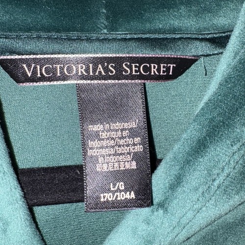 Victoria’s Secret Green Front Zip Velour Hoodie VS Embroidered Size Large EUC - Picture 7 of 9