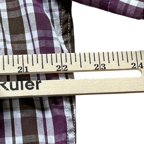 Silver Crest Shirt Mens Size M Button Up Short Sleeve Burgundy Plaid Poly/Cotton - Picture 7 of 9