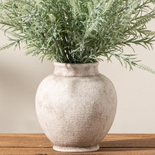Ceramic Flower Vase, 6.7 Inch White Rustic Farmhouse 6.7"h - Rustic White