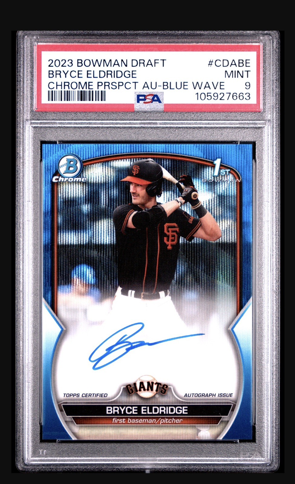 2023 BOWMAN DRAFT BRYCE ELDRIDGE CHROME BLUE WAVE AUTO 1ST BOWMAN RC / 150