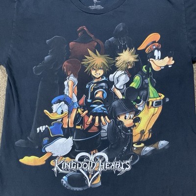 Kingdom Hearts LARGE Black Short Sleeve Graphic T Shirt Disney Mickey Sora Games