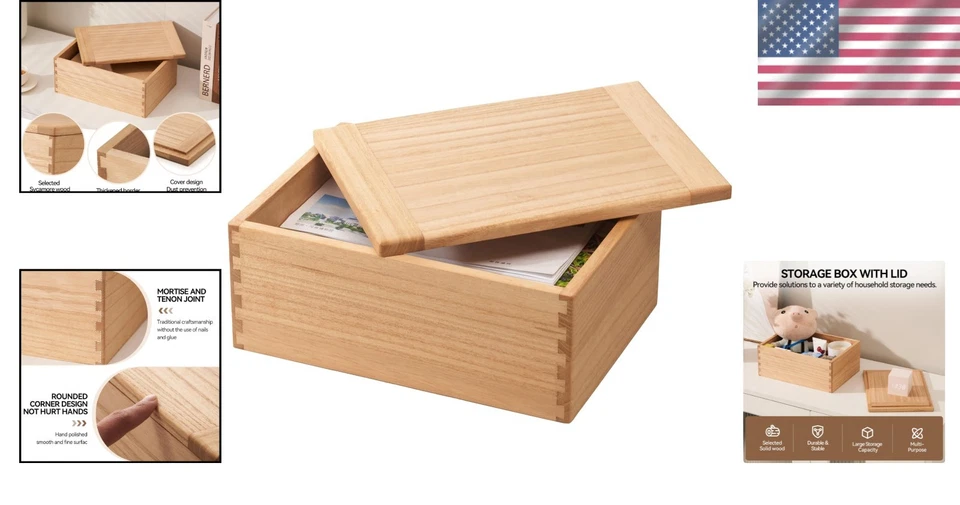Lightweight Decorative Wooden Stash Box - Perfect for Home Office Organization - Image 2 of 4