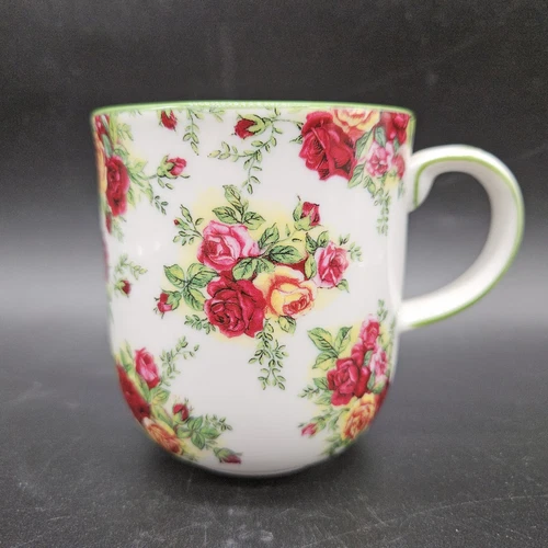 Royal Albert Old Country Roses Mug Afternoon Tea Collection 2001, Green Rim