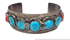 Vintage Effie Calavaza Zuni Native American Silver Turquoise Snake Bracelet