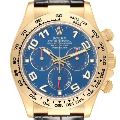 Rolex Cosmograph Daytona Yellow Gold Blue Racing Dial Mens Watch 116518