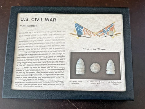 U.S. Civil War Bullet Display – Fort Sumter – Framed Historic Bullets
