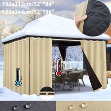 Outdoor Patio Wind/Waterproof Curtains Quilted Heavy Duty Warm Garden Panels UK