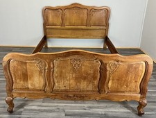 Bed Vintage French Louis XVI Double Bed Frame Oak Carved Headboard LOT 4603