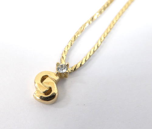 Christian Dior Chain Necklace Pendant CD Logo Gold tone Rhinestone 54220965500 2