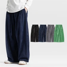Men Casual Corduroy Pants Workout Baggy Sweatpant Long Trousers