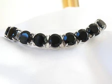 Sterling Silver 925 Natural 50tcw Black Spinel Tennis Bracelet 8"