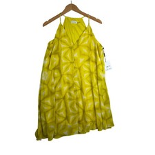 New Calvin Klein Asymmetric V-neck Sleeveless Dress size 12 Petite Yellow