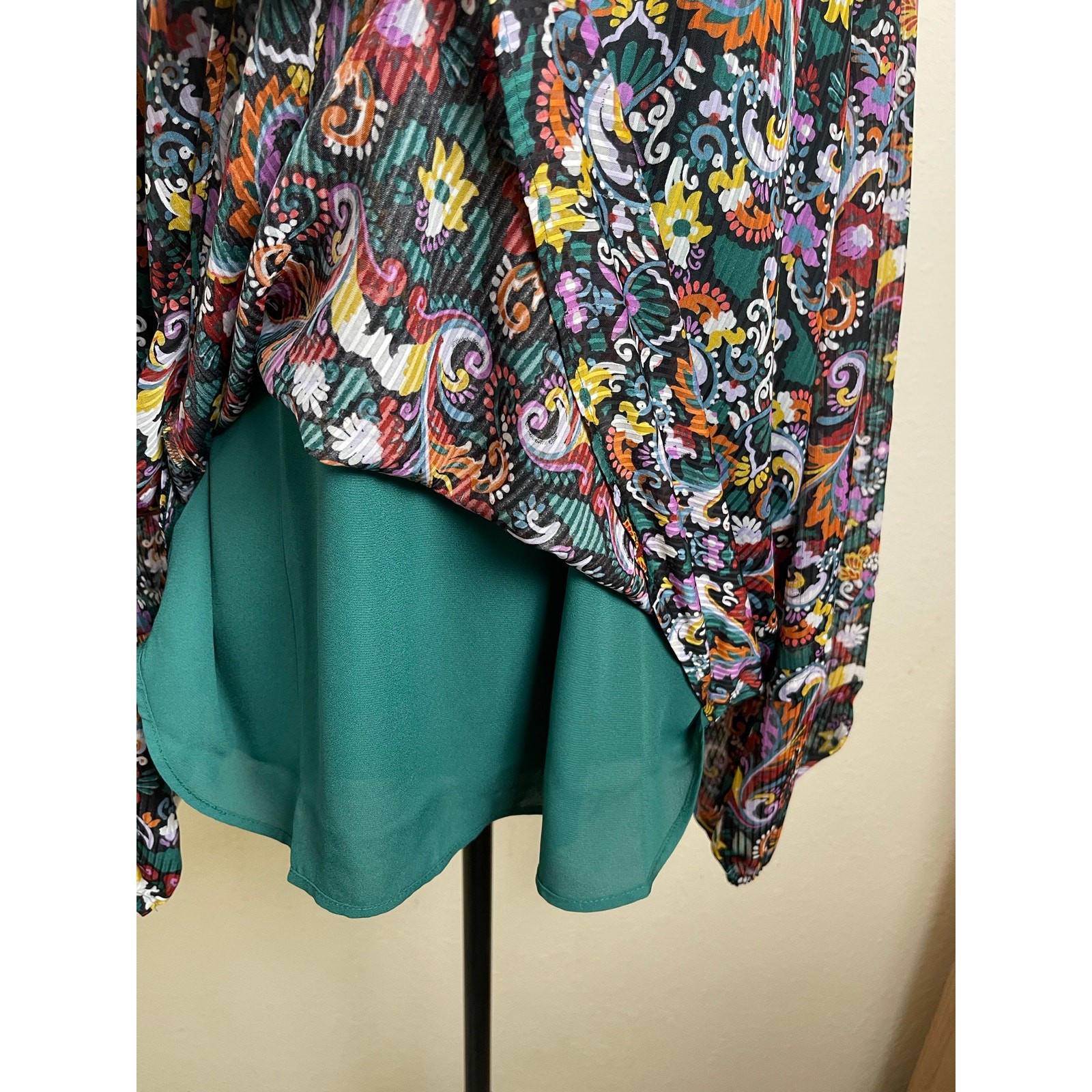 Loft Women's Floral Paisley Long Sleeve Green L Pastoral Garden Cottage Academia