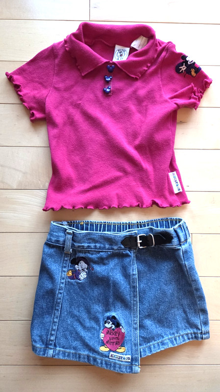 Vintage 90s Mickey & Co. Denim  4T Embroidered Mickey Mouse Skort & Top