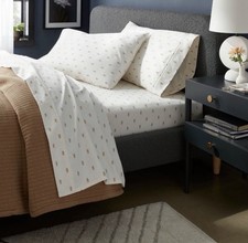 Queen 400 Thread Count Performance Sheet Set Ivory/Khaki Ikat Block - Threshold