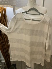 C+A Loungewear Langarm Shirt Long Sleeve cremeweiß / hellgrau Gr. XXL  (67)