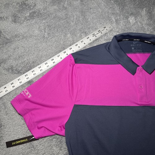 NWT Nike Golf Men’s Dri Fit Short Sleeve Golf Shirt Pink/Grey SZ L Hendricks Gin - Picture 7 of 19