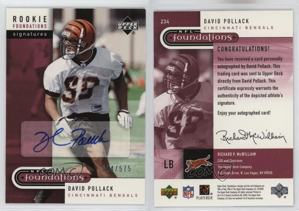 2005 Upper Deck NFL Foundations Signatures /575 David Pollack Rookie Auto RC - Image 3 of 3