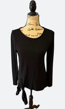 Karen Kane Black Side Knot Tie Long Sleeve Top Medium USA Made Stretch