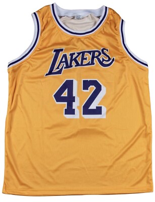 JAMES WORTHY SIGNED #42 JERSEY LOS ANGELES LAKERS YELLOW HOF