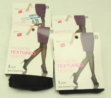 New Hanes Fashion Textured Tights Non-Control Top Size B Lot of 4 